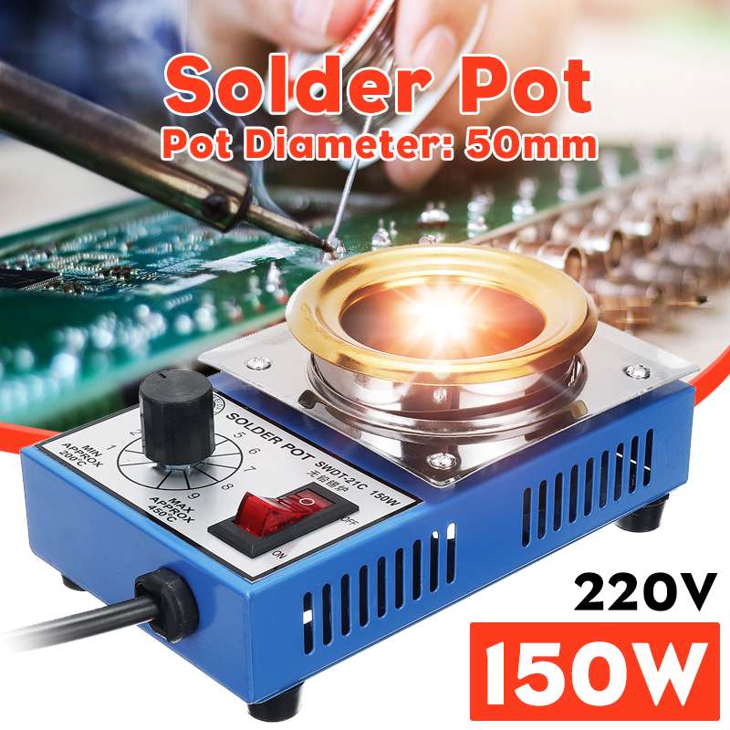 

150W Solder Pot Soldering Desoldering Bath Plate 50mm 1200-450 Celsius Electric Soldering Irons