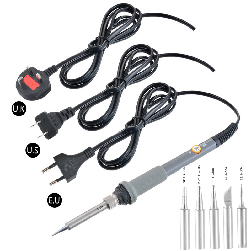 

110V/220V 60W Electric Soldering Iron Welding Rework Repair Tool With 5pcs Solder Tips Adjustable Temperature Soldering