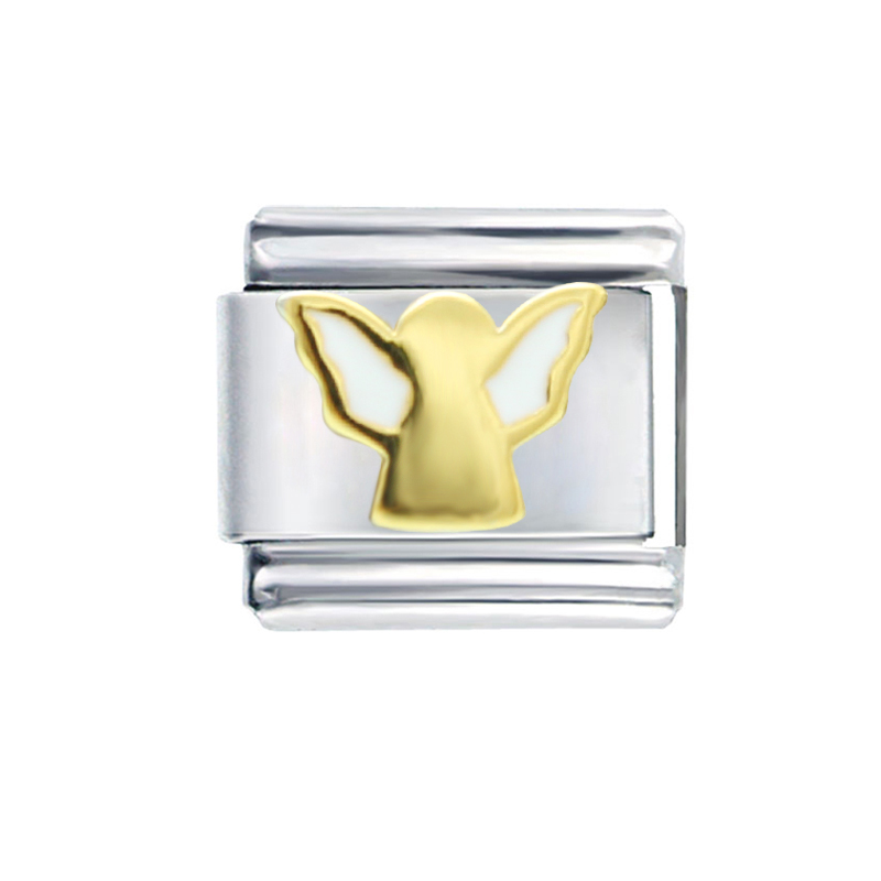 

Wholesale Stainless Steel 9mm Classic Size composable links adjustable gold plated angel Italian Charm bracelet links, Black