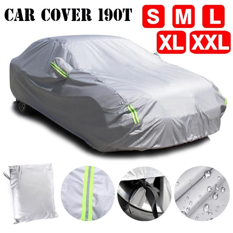 

For SUV/Sedan/Pickup Truck Full Car Covers Waterproof Anti Dust Snow Resistant Sun UV Outdoor S-XXL Silver Auto Case Covers