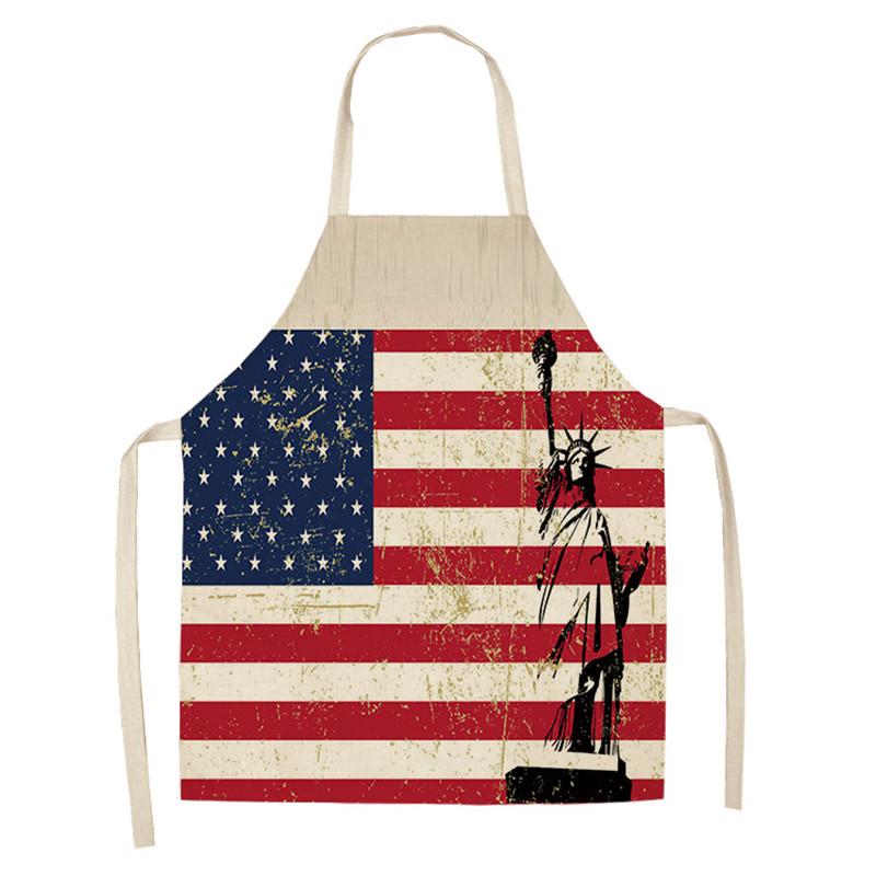 

American Flag Aprons Kitchen Apron Women Creative Flag Cotton Linen Bibs Household Cleaning Pinafore Home Cooking Aprons WQ22