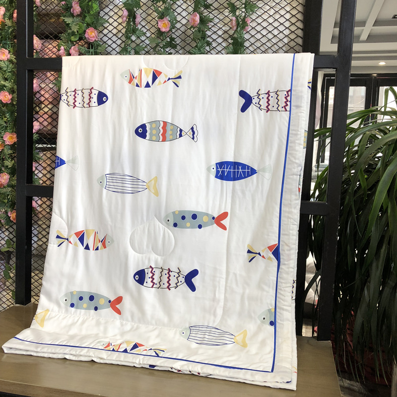 

Double sided Tiansi summer quilt washable air conditioner by children cartoon kindergarten baby summer nap single thin quilt