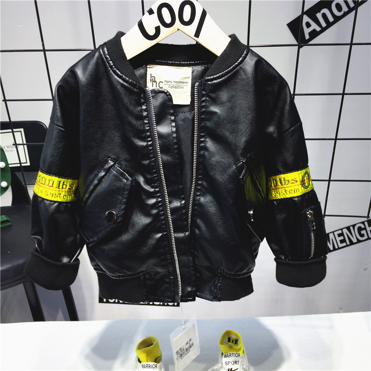 

Baby Boy Spring Autumn PU Coat Jacket Kids Fashion Leather Jackets Children Overwear Clothes Boys PU jacket 2-6years, As pic