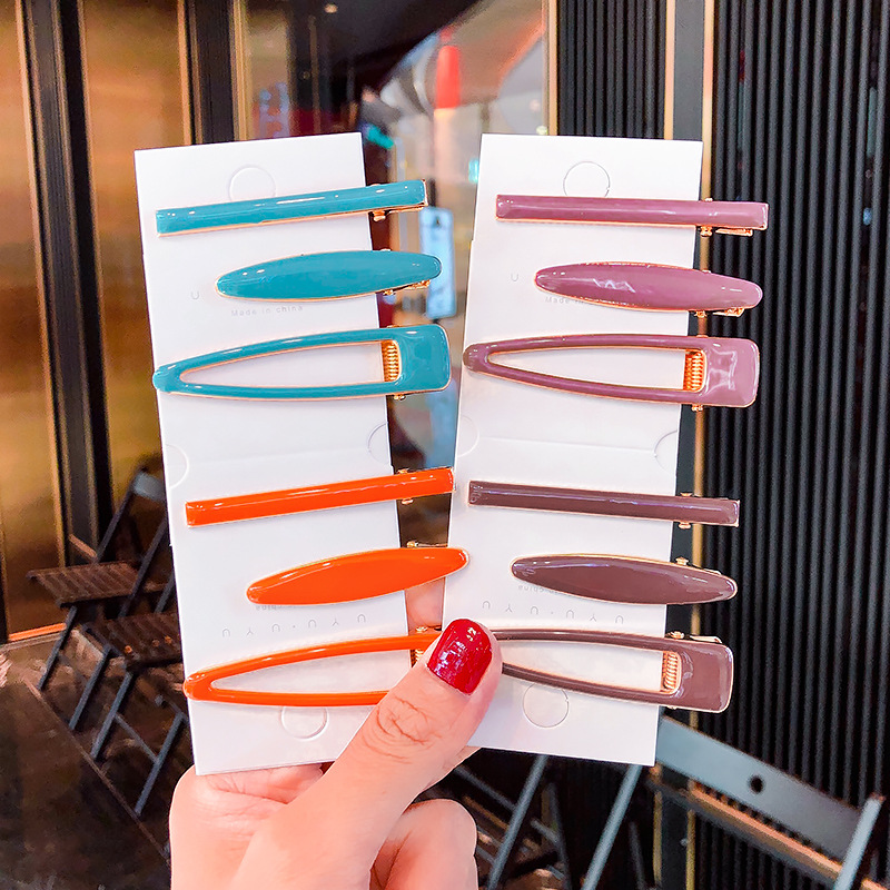 

3PCS/Set New Women Girls Cute Dripping Glaze Geometric Alloy Hairpins Sweet Hair Clip Headband Barrette Fashion Hair Accessories