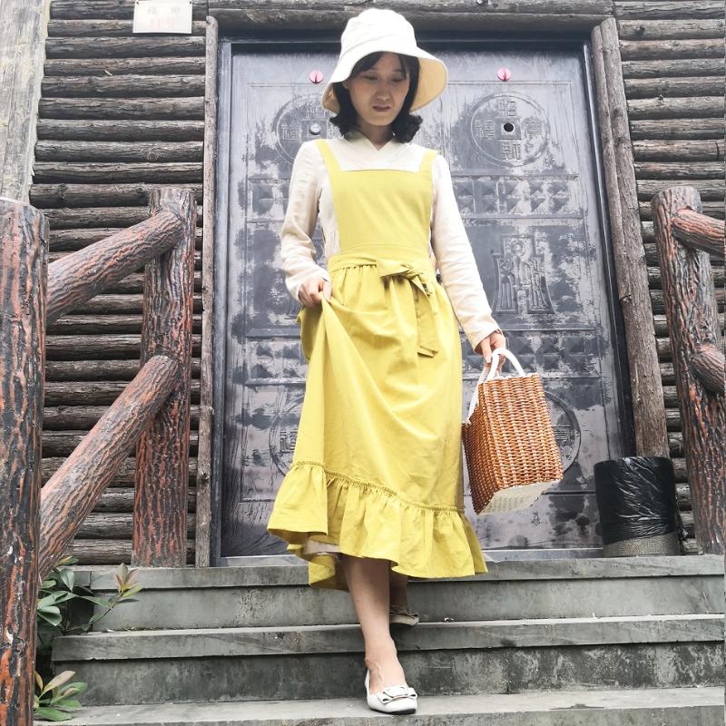 

2020 New Retro Medieval Cotton Linen Cooking Kitchen Aprons For Woman Dress flower Shop Smock Hairdresser Bib Garden Apron