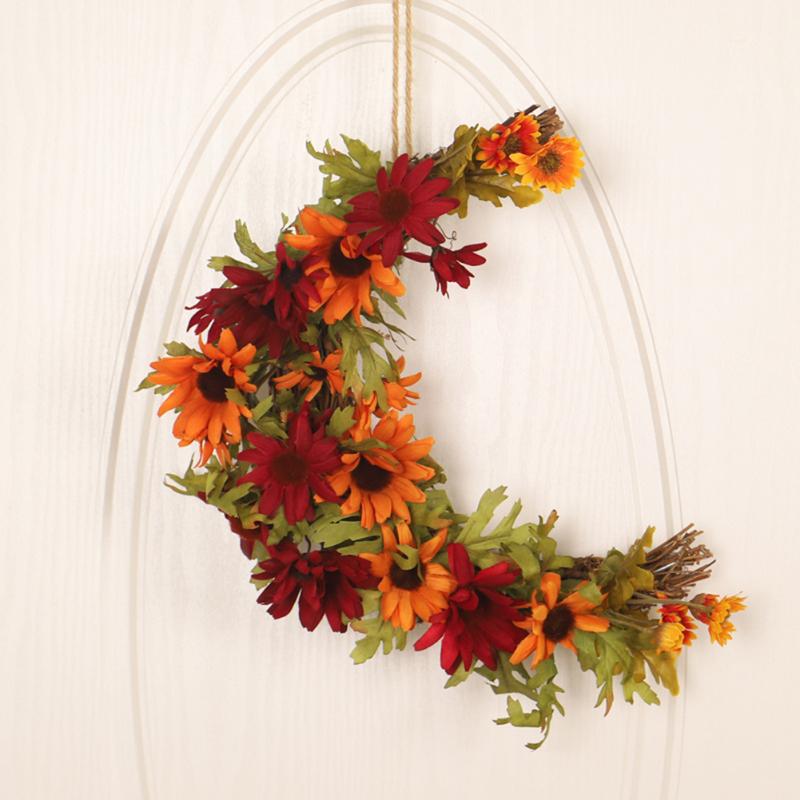 

Simulation Flower Decorative Wreaths Door Hanging Ornaments Chrysanthemum Wreath Pendant Wedding Christmas Flower Garland new, 35x30cm