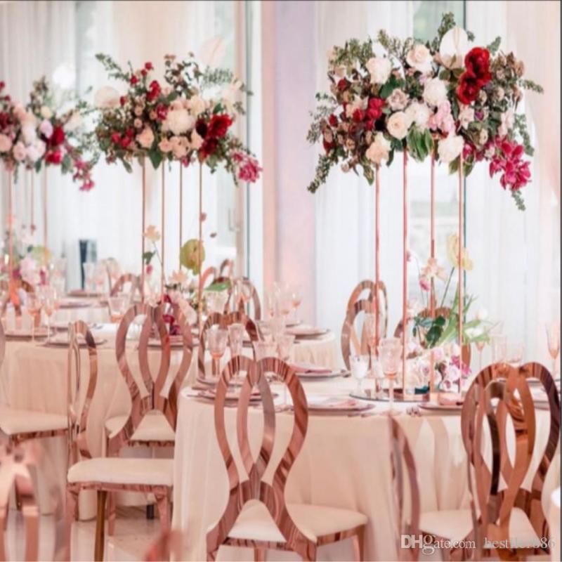 

10PCS Gold Flower Vase Floor Vases Column Stand Metal Road Lead Wedding Centerpiece Flower Rack For Event Party Decoration