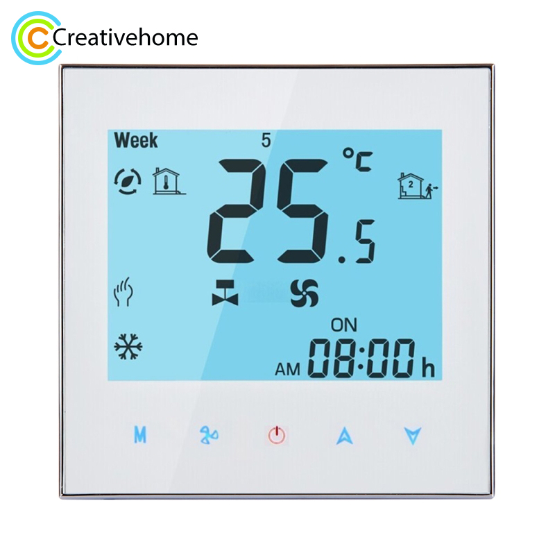 

WIFI Control Weekly Programming Fan Coil Room Thermostat AC 110-240V 2A Smart Central Air Conditioning Temperature Controller