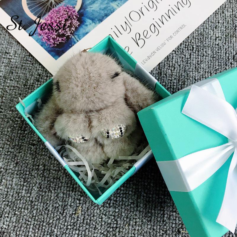 

Kawaii Mini Keychain For Real Keyrings Crystal Feet Fluffy Car Trinket Ornaments Charm Bag Holder Accessories Chains