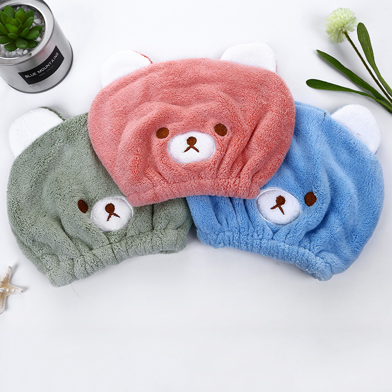 

Cartoon Animals Coral Fleece Hair Turban Shower Cap Quickly Dry Hair Shower Hat Wrapped Towel Bathing Cap Bathroom Accessories
