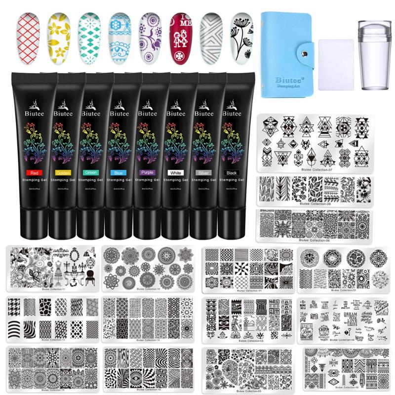 

BIUTEE Nail Stamping Gel Polish Varnish Colorful UV Stamping Plates Printing Polish Gel Set Nails BIUTEE Kit Nail Art