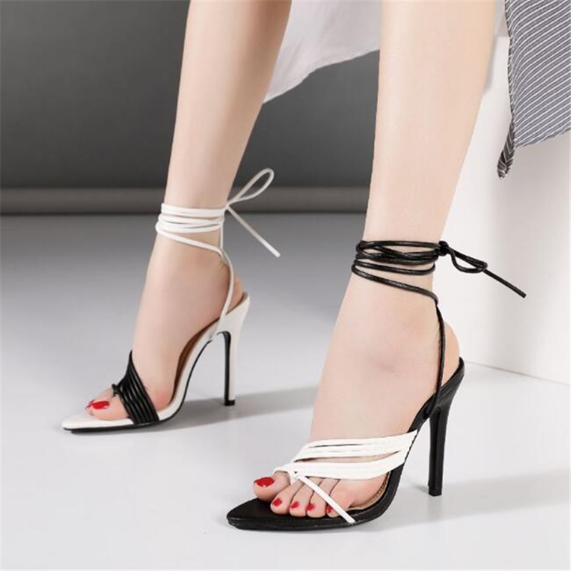 

AIYKAZYSDL Color Block Straps Sandals Pointed Stiletto High Heels Females Square Head Open Toe Clip-On Strappy Sandals Women, Black