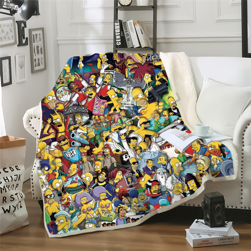 

CLOOCL Newest Sofa Travel Youth Bedding Catoon Anime The Simpsons 3D Print Double Layer Blankets Bedspread for Plush Blanket Sofa Quilt