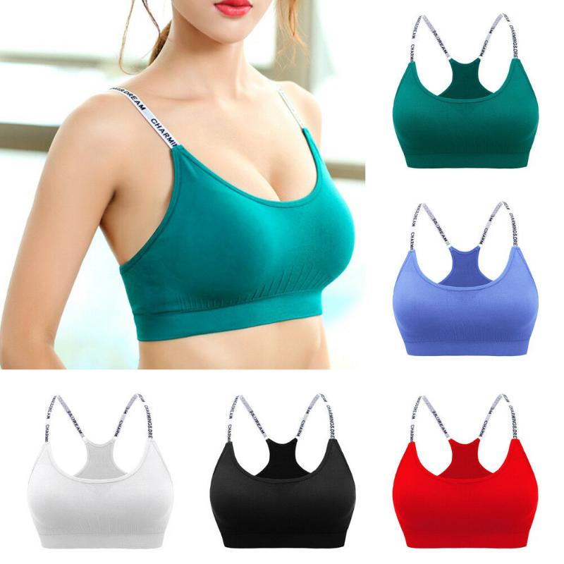 

Women Sport Bra Top Sexy Padded Yoga Brassiere Fitness Sports Tank Top Wirefree Yoga Bra Push Up Sports Bras Tank Tops, Black