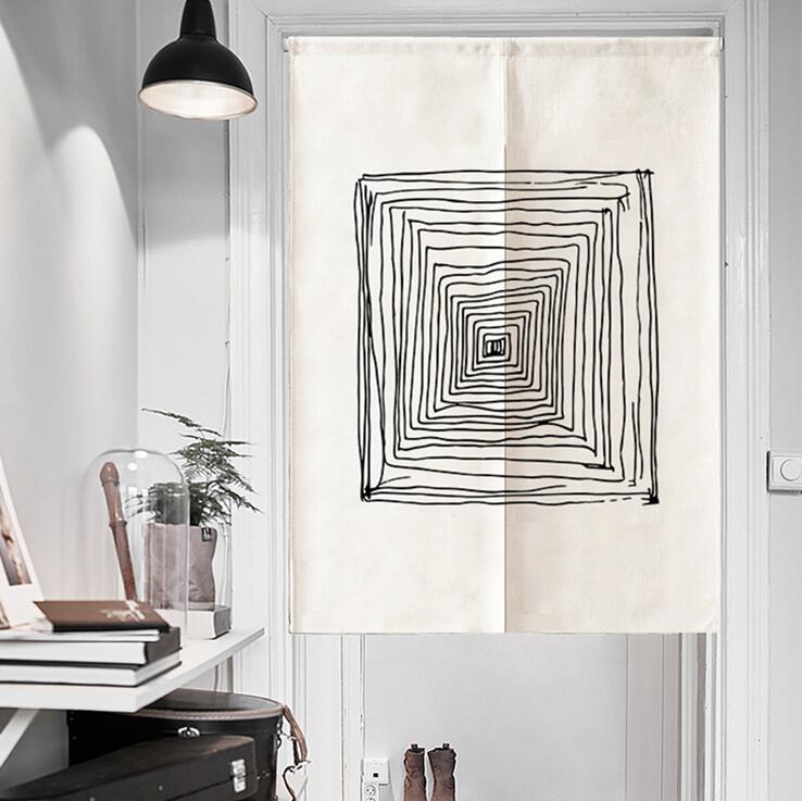 

Fyjafon Curtain Restaurant Door Curtain simplicity Geometric Printed Hallway Half Tube Kitchen Short Curtains Customized, Pattern 1