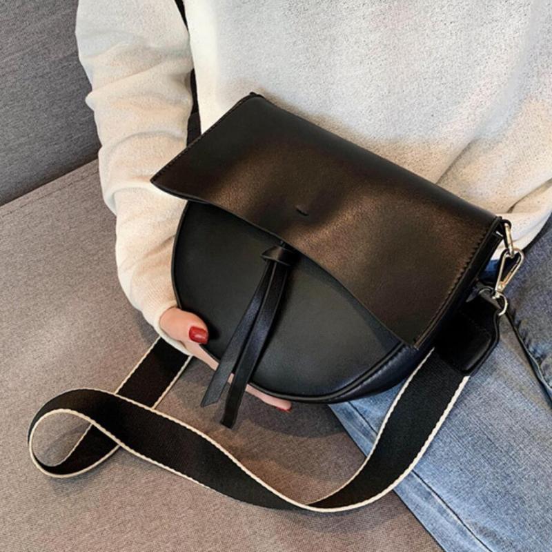 

Vintage Solid Color 2021 Fashion High Quality PU Leather Women's Designer Handbag Casual Shoulder Messenger Bag Bags, Black