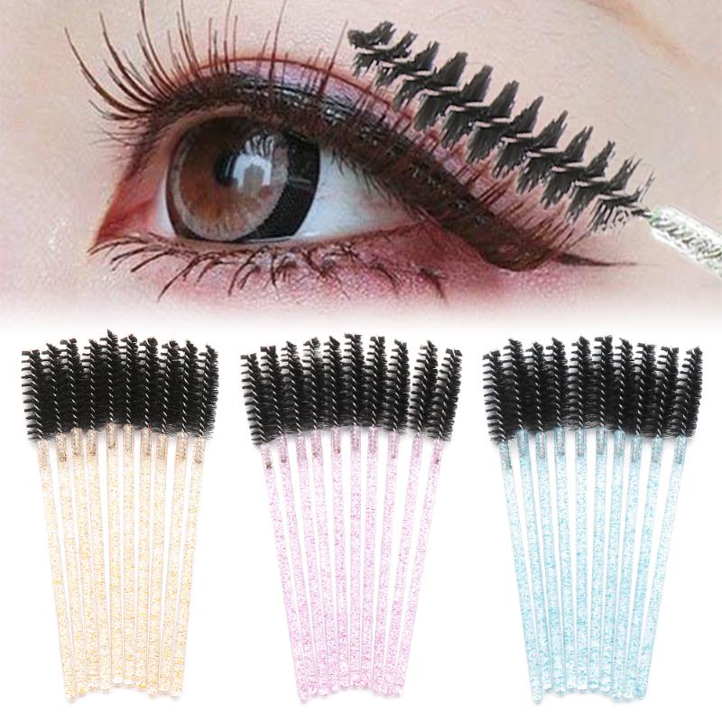 

50Pcs Disposable Crystal Eyelash Brush Mascara Spiral Wands Applicator Grafting Eyelash Curling Comb Handle Beauty Makeup Tool