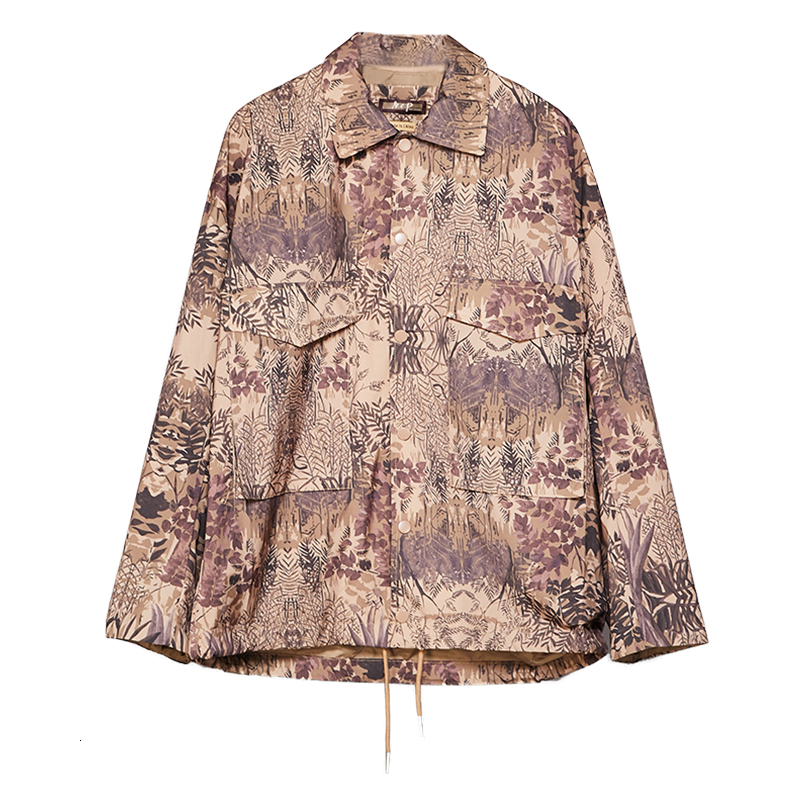 

EWQ / 2020 autumn Recommend Fashion New Men's Loose Coat England Irregular Printing Short Style Jacket With Pockets 19H-a111, Navyblue