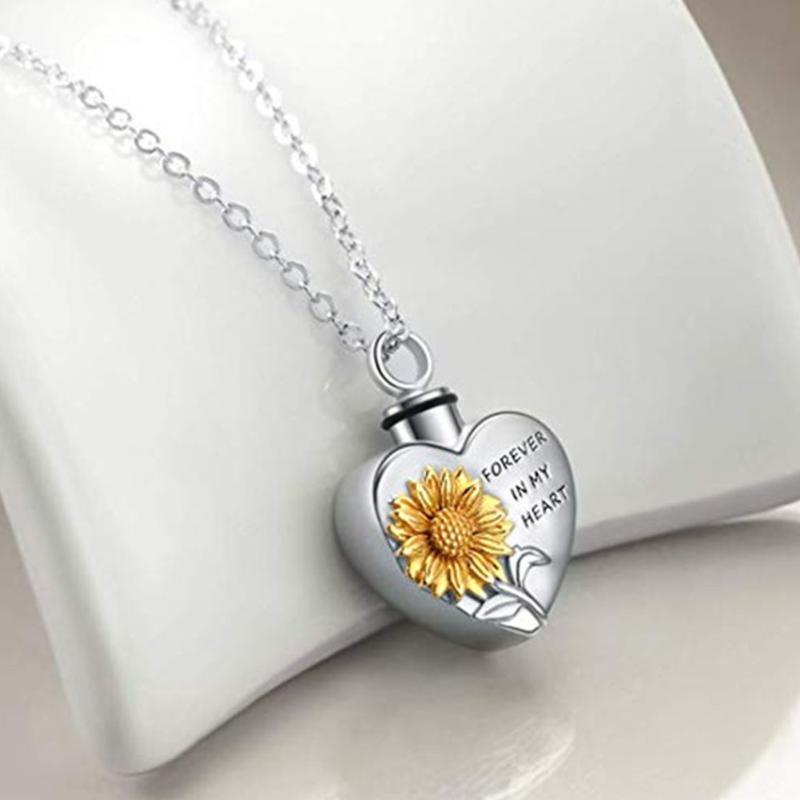 

Jewelry Engraved Letter Gift Memorial For Ashes Simple Fashion Daily Women Necklace Heart Pendant Mini Chain Cremation Urn