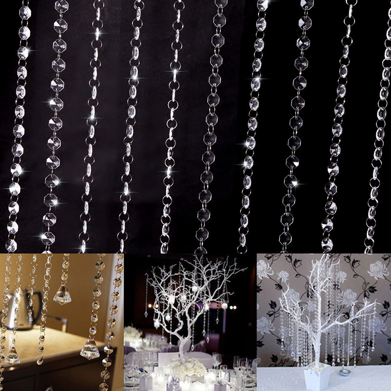 

DIY Acrylic Crystal Beads Thread Curtain Iridescent Garland Strand Shimmer Door Curtains Wedding Party Hotel Decor Diamond, As pic