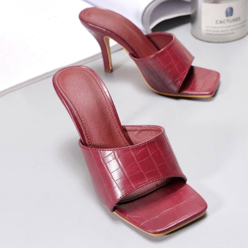 

2020 heels shoes Euramerican style office women's shoes stone stripe high heel sandals factory stock, Brown