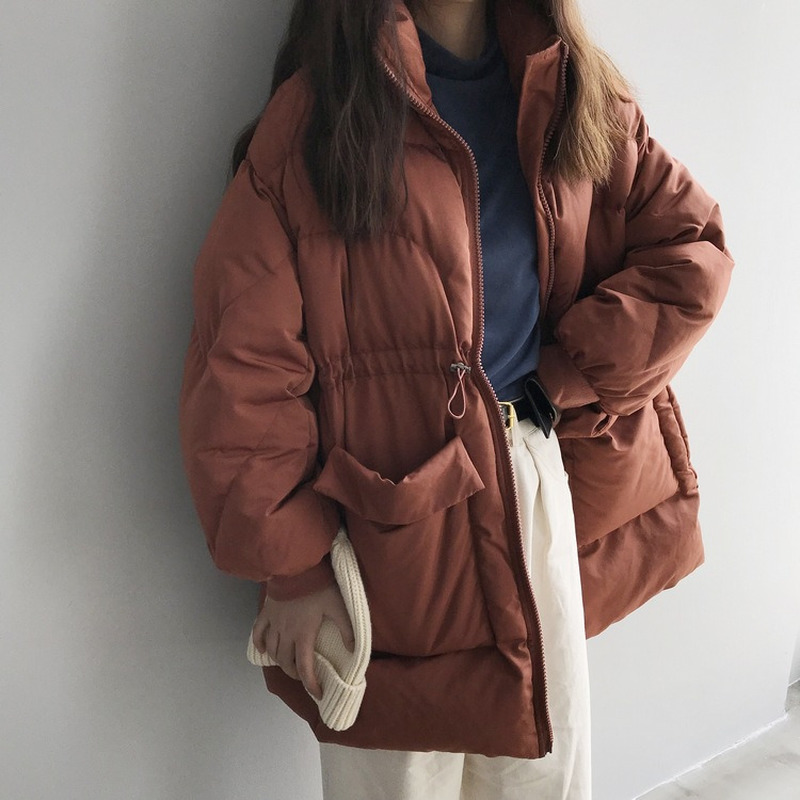 

Thick Winter Coat Women Jackets Parka Stand Collar Warm Outwear Tops Pockets Harajuku Padded Bubble Coats Puffer Jacket Femme, Beige