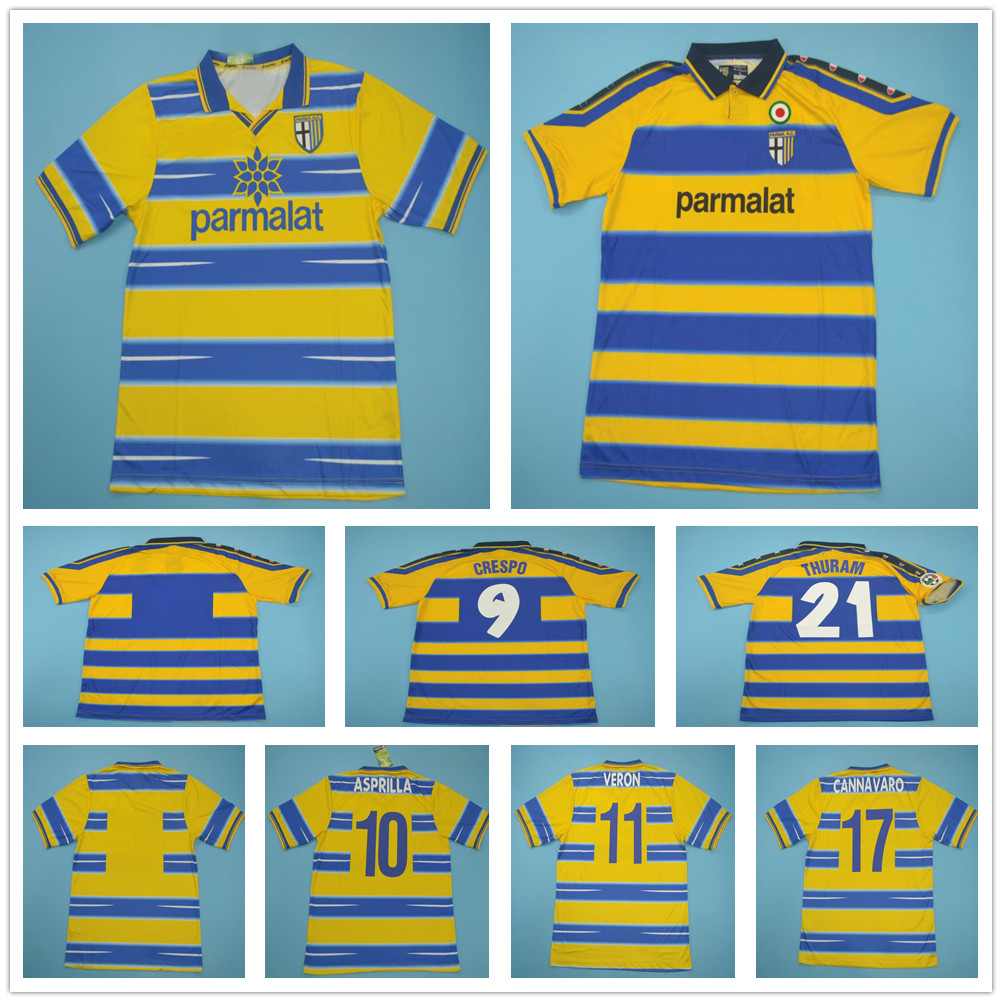 

98 99 00 Retro Parma Soccer Jersey CRESPO CANNAVARO ORTEGA BUFFON THURAM FUSER BAGGIO AMOROSO KARAMOH 1998 1999 2000 Custom Football Shirt