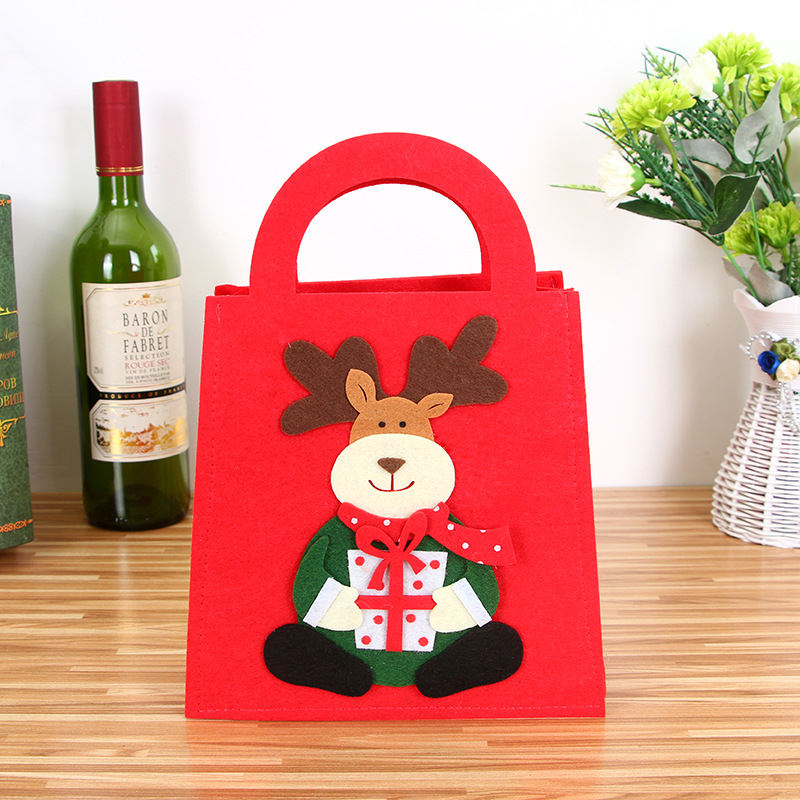 

New Year Decoration Christmas Cookie Candy Bag Kids Gifts Handbag Christmas Candy Gift Holder Treat Bag Xmas Santa Snowman Elk