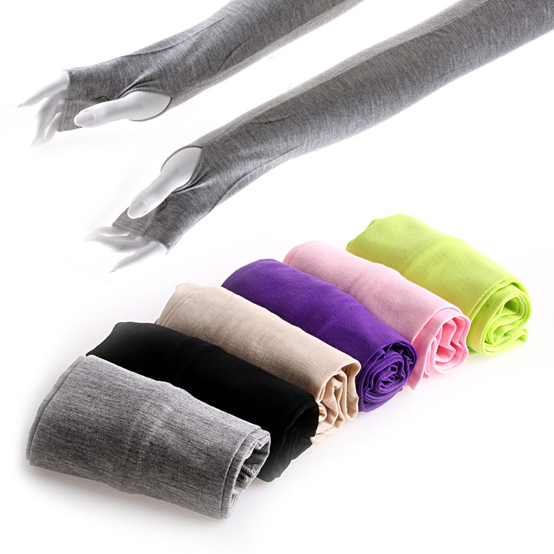 

Women Cotton Long Fingerless UV Sun Protection Golf Driving Cover Gloves Mittens