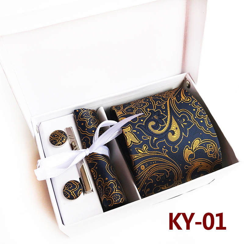 

Luxury Paisley Cufflinks Handkerchief Tie Clip Necktie Set with Gift Box Tie for Men Holiday Wedding Graduation Gift