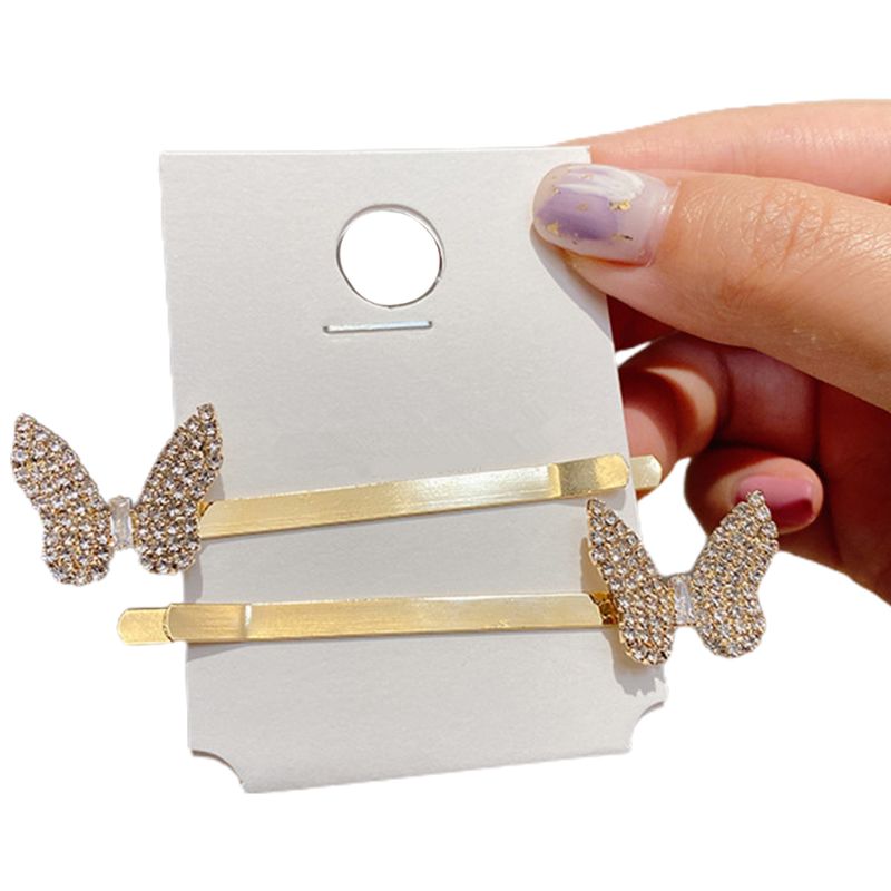 

2Pcs Ladies Jewelry Hair Clips Rhinestone Butterfly Metal Bobby Pins Barrettes