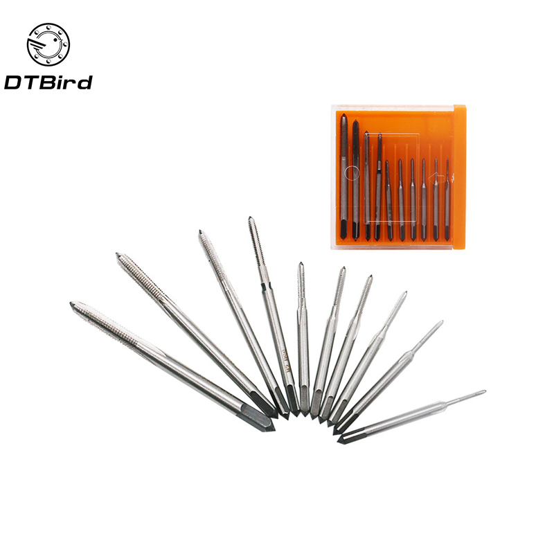 

10pcs/box M1-M3.5 Mini Hand Screw Tap HSS Straight Flute Thread Wire Metric System Plug Tap Set Drill Die Tapping Tools
