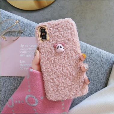 

IPhonex winter paragraph following 7/8 plus rabbit wool cloth with soft silicone set of apple xsmax her red xr apply 6 bear