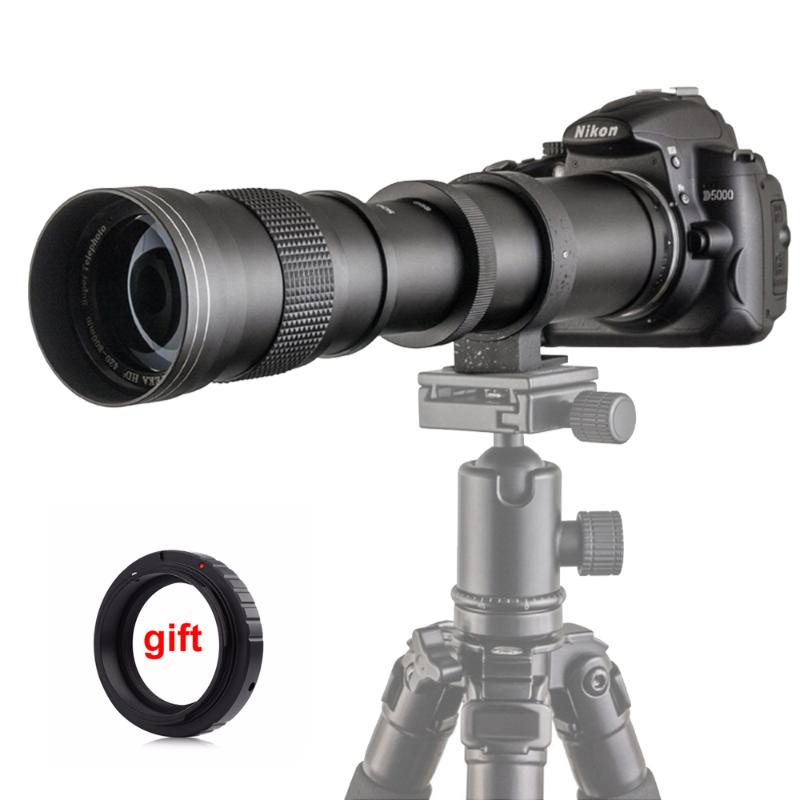 

420-800mm F/8.3-16 Manual Super Telephoto Zoom Lens +T2 Mount Ring Adapter for DSLR Canon Nikon Pentax Olympus Sony A6300 A7