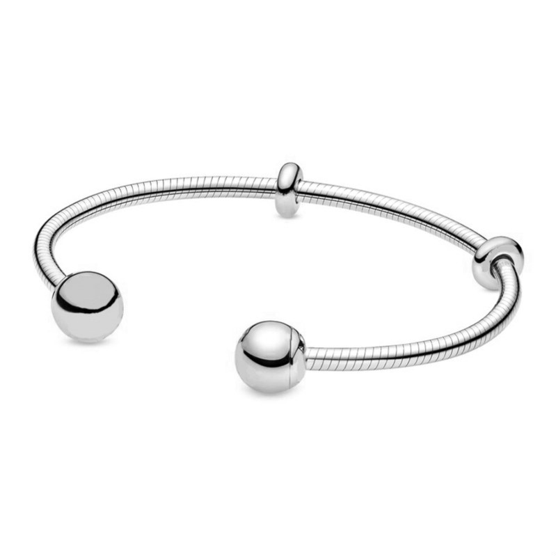 

2019 NEW 598291 100% 925 Sterling Silver Winter Snake Chain Style Open Bangle Bracelet Fit DIY Bead Original Fashion Girl Jewelry Set gift