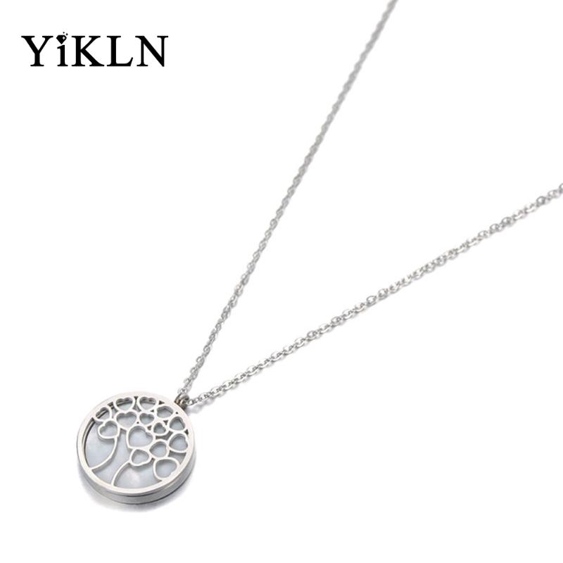 

YiKLN Original Design Stainless Steel White Shell Tree Pendant Necklace Jewelry Trendy Chain Necklace For Women Girls YN19118