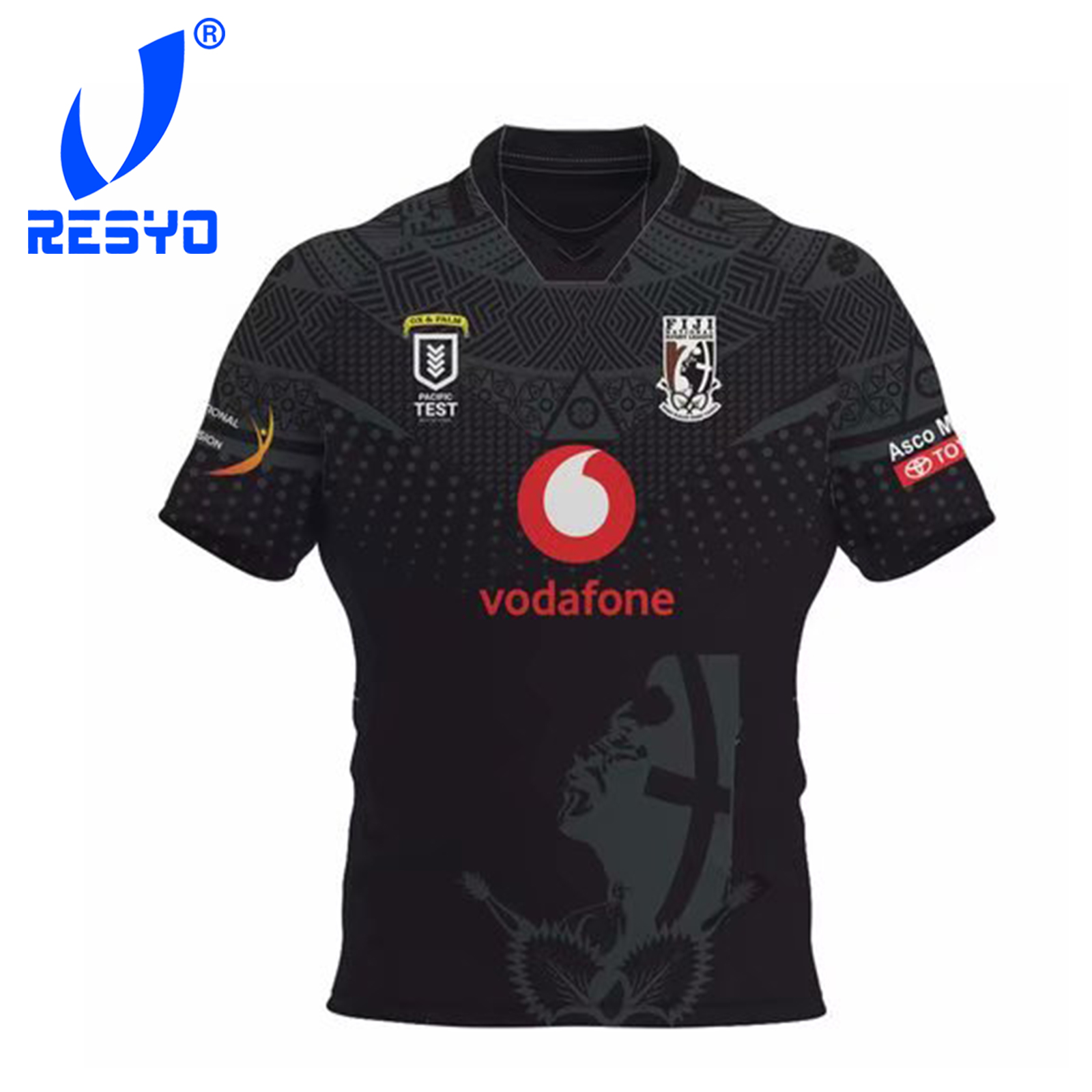 

RESYO FOR FIJI BATI RUGBY JERSEY Sport Shirt -3XL, Black