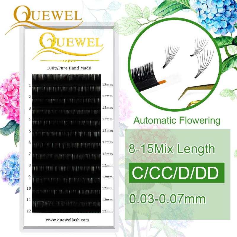 

Quewel Flowering Eyelashes Individual Extension Automatic Blooming Eyelash Easy Fanning Volume Self-making Lash 8-15mix Soft LY