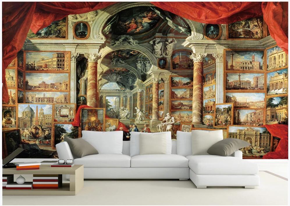 

3d wallpaper custom photo mural European architecture roman column hall oil painting home decor photo wallpaper in the living room, Non-woven wallpaper