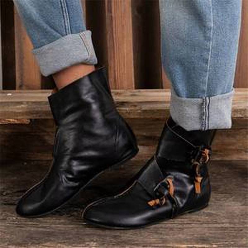 

women ankle boots chaussure booties vintage PU leather plus size height incleasing wedges shoes woman zapatos mujer sapato, Brown