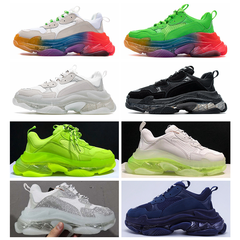 

Paris 17FW Triple S Walking Shoe Chaussures Tripler Sneakers for Men Women Vintage Dad Old Casual Shoes Sole White Green Black Trainer, #24