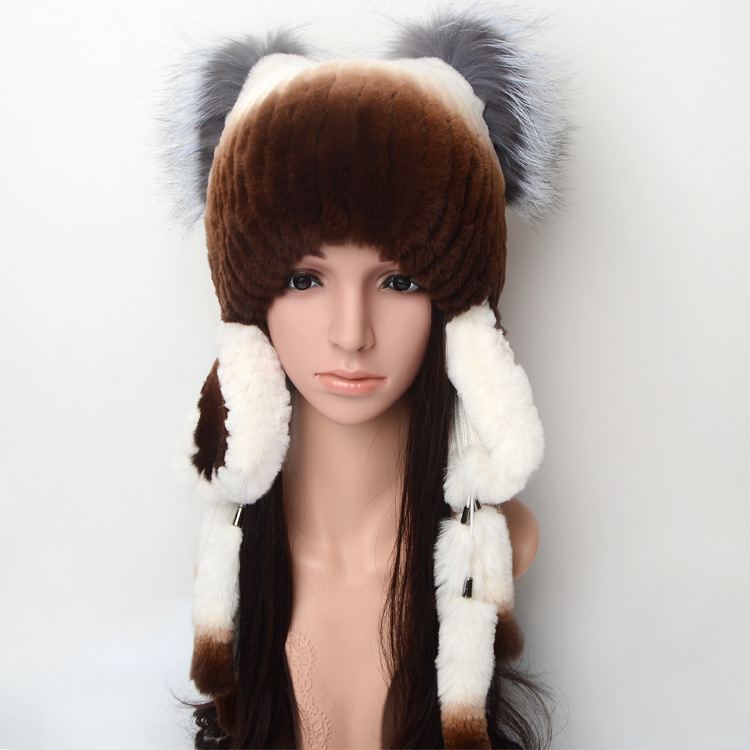 

FASHION Winter hat red/white fur Pendant hats bomber hats for skiing