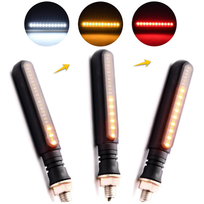 

2Pcs Universal flowing water flicker led motorcycle turn signal Indicators Blinkers Flexible Bendable Amber light lamp#290443, As pic