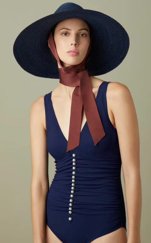 

01906-HH7381 2020 summer handmade straw Model show fashion campaniform wind brim lady sun cap women leisure hat, Black