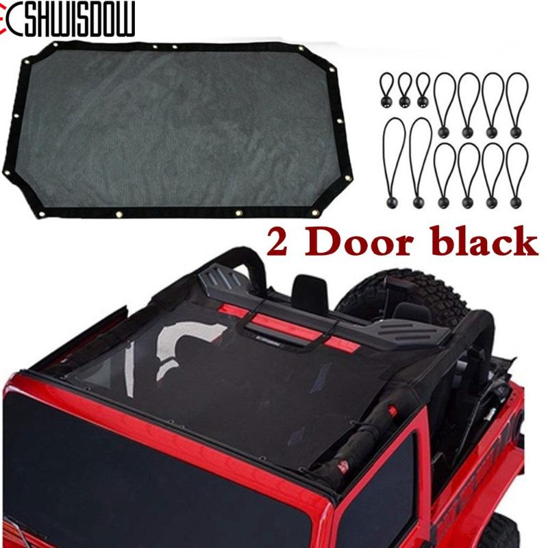 

Durable For Wrangler JK JKU Mesh Sun Shade Full Top Cover UV Protection with Storage Pockets 2/4 Door