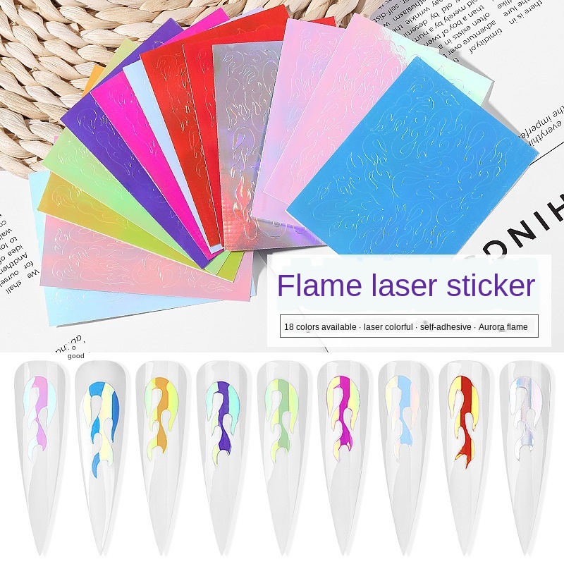 

16 Colors Nail Art Flame Sticker Laser Magic Flame Nail Sticker With Adhesivenail Art Stickers For Nails Stickers