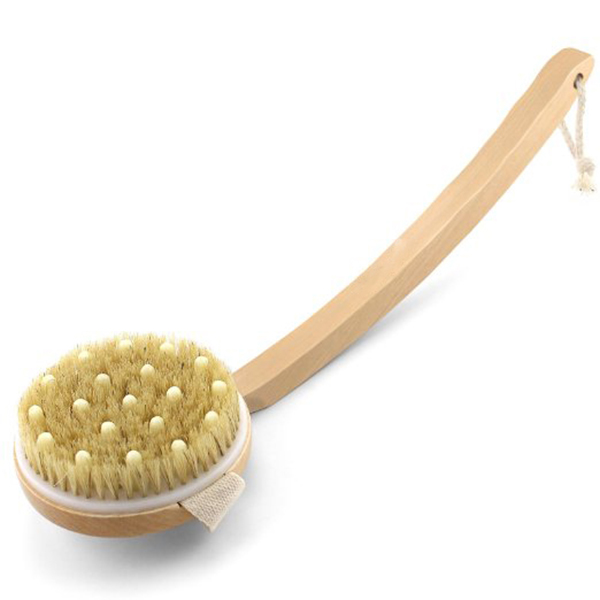 

Detachable Natural Long Wood Bristle Body Brush Massager Back Spa Scrubber wooden brush Body with Bent Wooden Handle