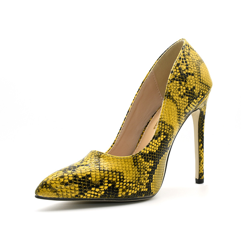 

Women Pumps 2020 Spring Autumn Fashion Snake Pattern High Heels Pointed Toe Shallow Shoes Thin Heels 11.5CM Ladies Singles Shoes, Green