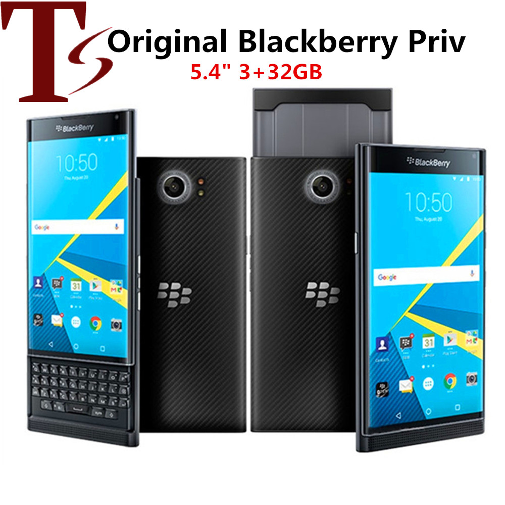 

Refurbished Original Blackberry Priv 5.4 inch Hexa Core 3GB RAM 32GB ROM 18MP Unlocked 4G LTE Smart Phone, Black