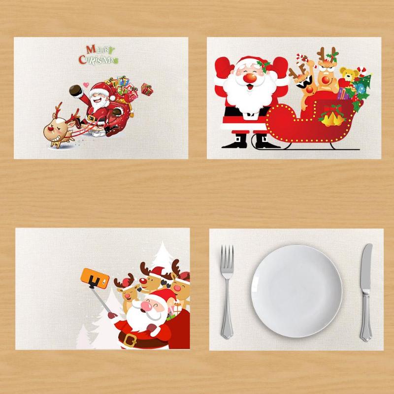 

Merry Christmas Santa Claus Table Napkin Merry Christmas Linen Decoration Napkins Placemat Table Mat onderzetters posavasos